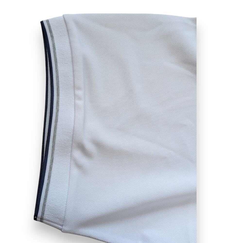 FootJoy FJ Men’s Golf Polo Shirt XL White Navy Striped Sleeves NWT Performance - Picture 6 of 7